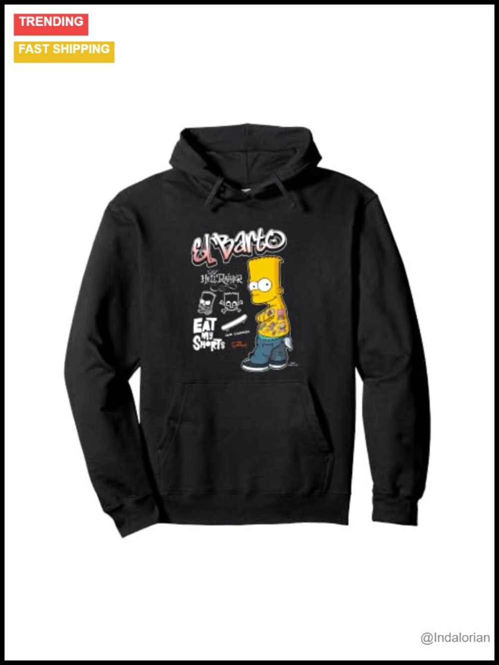 The Simpsons El Barto Eat My Shorts Pullover Hoodie Classic Fit